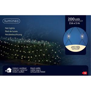 Lumineo kerstverlichting - lichtnet - 200 LED lampjes - warm wit - 100 x 260 cm - netverlichting