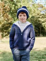 Sweater met capuchon gevoerd met sherpa voor jongens marineblauw