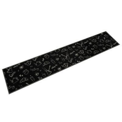 VidaXL Keukenmat wasbaar ochtendprint 60x300 cm fluweel zwart