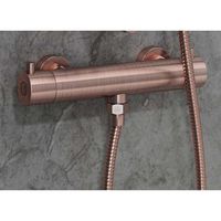 Douchekraan SaniClear Copper | Opbouw | Thermostaatkraan | 1-weg | hoh 15 cm | 2-knops | Rond | Koper