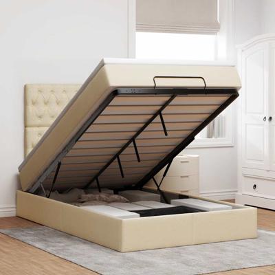 Ottoman bed met matras 120x200cm stof crèmekleurig