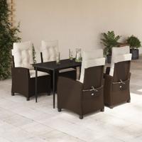 5-delige Tuinset met kussens poly rattan bruin