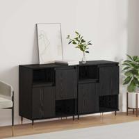 Dressoirs 2 pcs Zwart eiken 120 x 35 x 70 cm Bewerkt hout