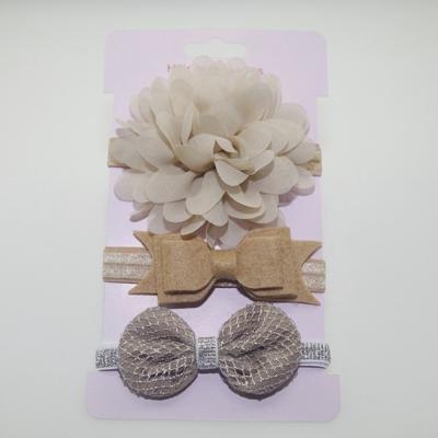 3 in 1Children Bow bloem hoofdband haar band haar ring Lees Tiara (kaki)