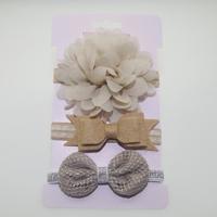 3 in 1Children Bow bloem hoofdband haar band haar ring Lees Tiara (kaki)