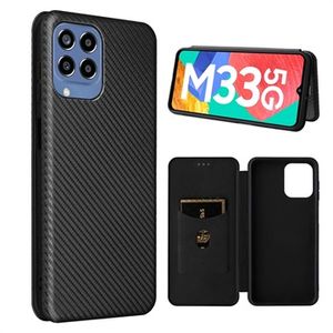 Samsung Galaxy M33 Flip Case - Koolstofvezel - Zwart