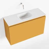 Toiletmeubel Mondiaz Olan | 80 cm | Meubelkleur Ocher | Lex wastafel Talc Midden | Zonder kraangat