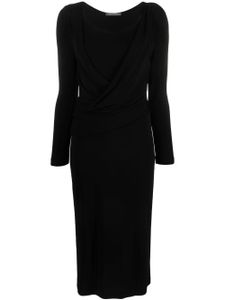 Alberta Ferretti robe mi-longue drapée à col rond - Noir