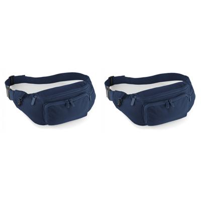 2x stuks heuptasje/buideltasje voor volwassenen - 37 x 15 cm - donkerblauw- fanny pack - voor op rei