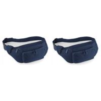 2x stuks heuptasje/buideltasje voor volwassenen - 37 x 15 cm - donkerblauw- fanny pack - voor op rei
