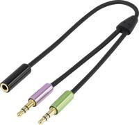 SpeaKa Professional SP-7870576 Jackplug Audio Y-adapter [2x Jackplug male 3,5 mm - 1x Jackplug female 3,5 mm] Zwart