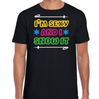 Apres ski t-shirt voor heren - im sexy and i snow it - zwart - wintersport