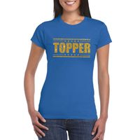 Topper t-shirt blauw met gouden glitters dames - thumbnail