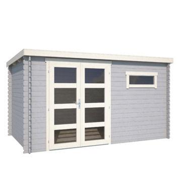 Blokhut Timian 380x230 Platinum Grey-Wit - Outdoor life