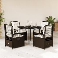 5-delige Tuinset met kussens poly rattan bruin