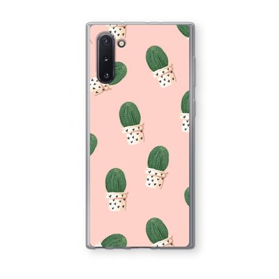 Cactusprint roze: Samsung Galaxy Note 10 Transparant Hoesje