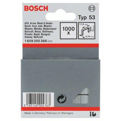 Fijndraadnieten type 53, 11,4 x 0,74 x 10 mm, verpakking van 1000 stuks 1000 stuk(s) Bosch Accessories 1609200366 Afm. (l x b) 10 mm x 11.4 mm