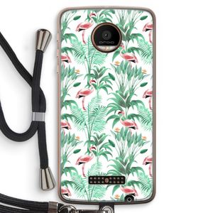 Flamingo bladeren: Motorola Moto Z Force Transparant Hoesje met koord