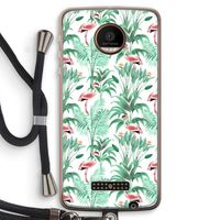 Flamingo bladeren: Motorola Moto Z Force Transparant Hoesje met koord