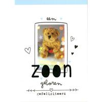 Wenskaart paperclip geboorte zoon 6 stuks