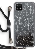 Geometrische lijnen wit: Samsung Galaxy A22 5G Transparant Hoesje met koord