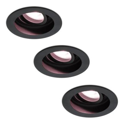 Set van 3 Laredo smart inbouwspots - Wifi + Bluetooth - RGBWW - GU10 - Kantelbaar - Google Home, Amazon Alexa en Siri - IP20 voor binnen - Zwart - Verzonken