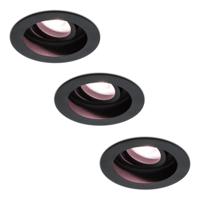 Set van 3 Laredo smart inbouwspots - Wifi + Bluetooth - RGBWW - GU10 - Kantelbaar - Google Home, Amazon Alexa en Siri - IP20 voor binnen - Zwart - Verzonken