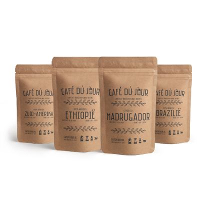 Bestsellers verse koffie 4 x 1 kilo - Café du Jour vers gebrande koffiebonen en vers gemalen