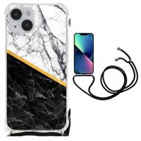 iPhone 14 Plus Anti-Shock Hoesje Marmer Wit Zwart - Origineel Cadeau Man