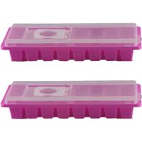 2x stuks ijsblokjes maken houders fuchsia roze met deksel 26 x 11 cm - thumbnail