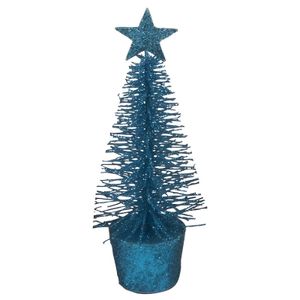 Glitter mini kerstboompje blauw