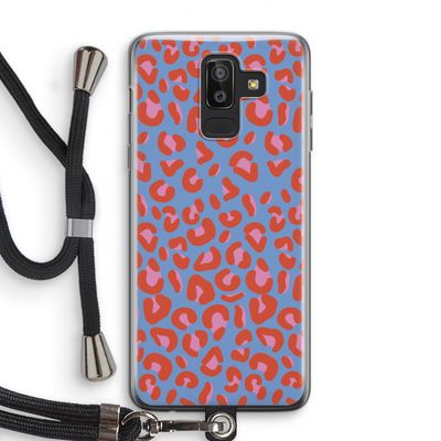 Leopard blue: Samsung Galaxy J8 (2018) Transparant Hoesje met koord