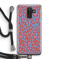Leopard blue: Samsung Galaxy J8 (2018) Transparant Hoesje met koord
