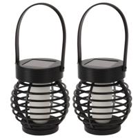 Set van 2x stuks zwarte solar LED lantaarns 11 cm - thumbnail