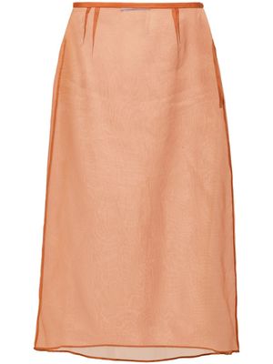 Prada jupe mi-longue à design superposé en tulle - Orange