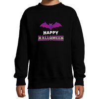 Vleermuis / happy halloween verkleed sweater zwart voor kinderen - thumbnail