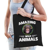Tasje chimpansee apen amazing wild animals / dieren zwart voor volwassenen en kinderen - thumbnail