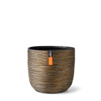 Pot bol Rib 9x8 zwart goud bloempot - Capi europe