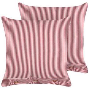 Beliani-AALITA-Sierkussen set van 2-Rood|Wit-45 x 45 cm-Katoen