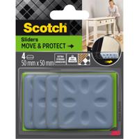 Scotch Move & Protect glijders, grijs, Ft. 50 mm x 50 mm, blister van 4 stuks
