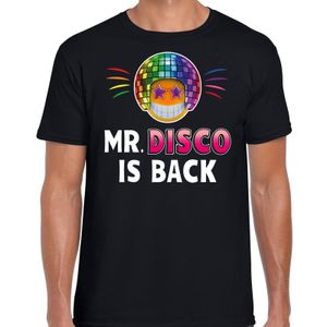 Funny emoticon t-shirt mister disco is back zwart voor heren
