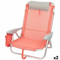 Klapstoel met Hoofdsteun Aktive Flamingo Koraal 51 x 76 x 45 cm (2 Stuks)