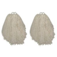 6x Stuks cheerball/pompom wit met ringgreep 23 cm voor kinderen