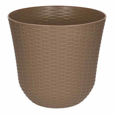 1x Taupe plantenbakken/bloempotten 25 cm rond