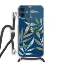 Tropical watercolor leaves: iPhone 12 mini Transparant Hoesje met koord