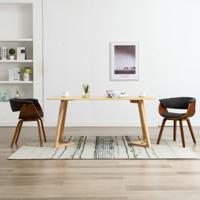 Eetkamerstoelen 2 st gebogen hout en stof grijs