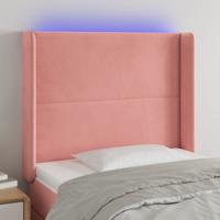 Hoofdbord LED 93x16x118/128 cm fluweel roze