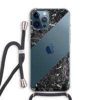 Zwart marmer: iPhone 12 Pro Transparant Hoesje met koord