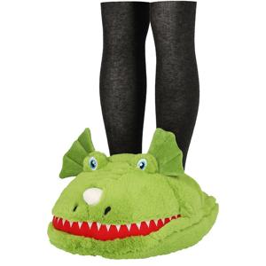 Grote voetenwarmer slof - monster - groen - one size - 30 x 27 cm - polyester