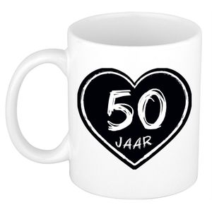 Cadeau mok/beker - 50 jaar - verjaardag - keramiek - 300 ml